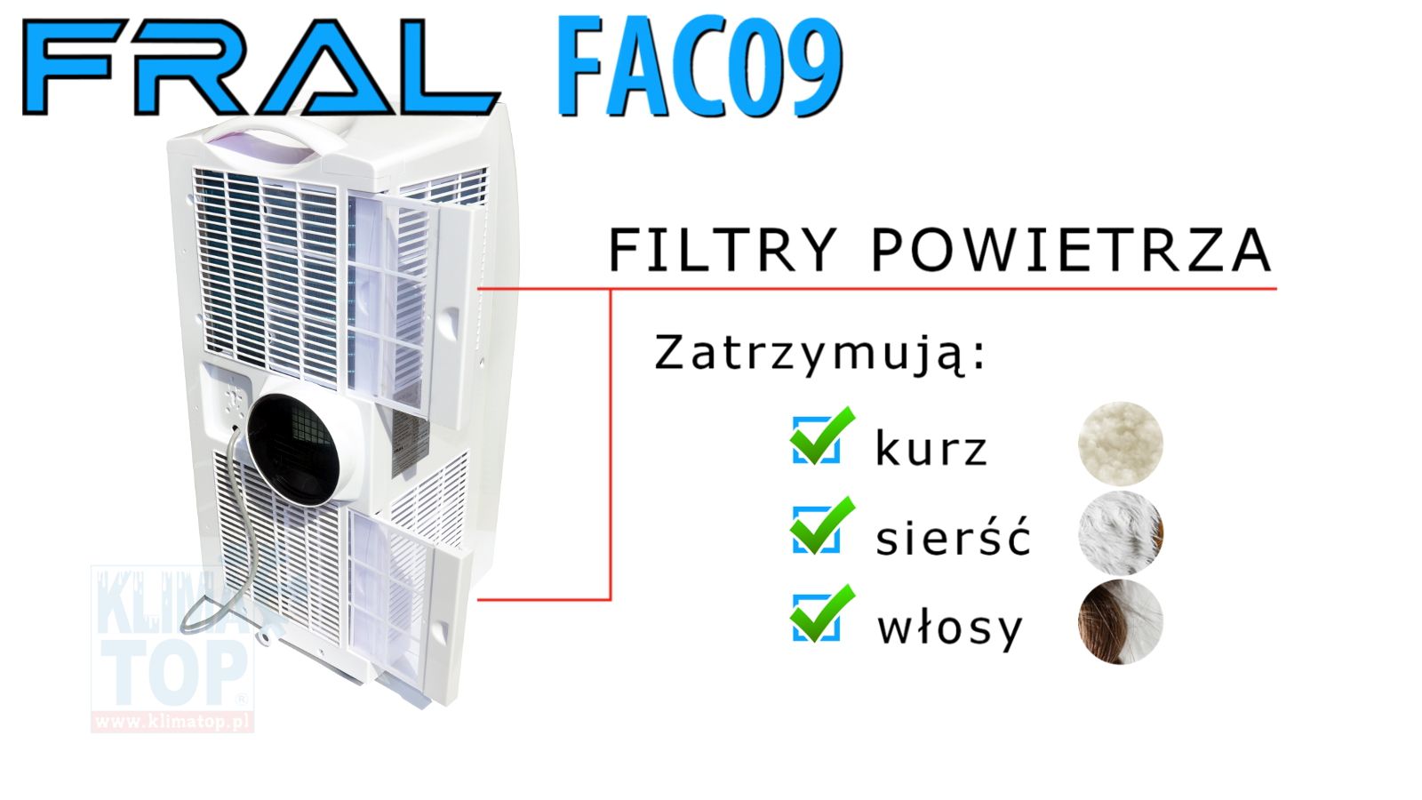 klimatyzator przenośny Fral Spot Cooler FAC09 filtracja powietrza