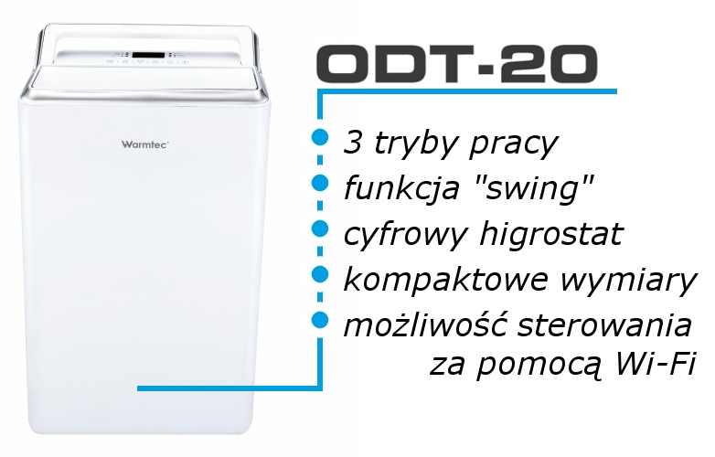Osuszacz powietrza warmtec ODT-20 do mieszkań i biur
