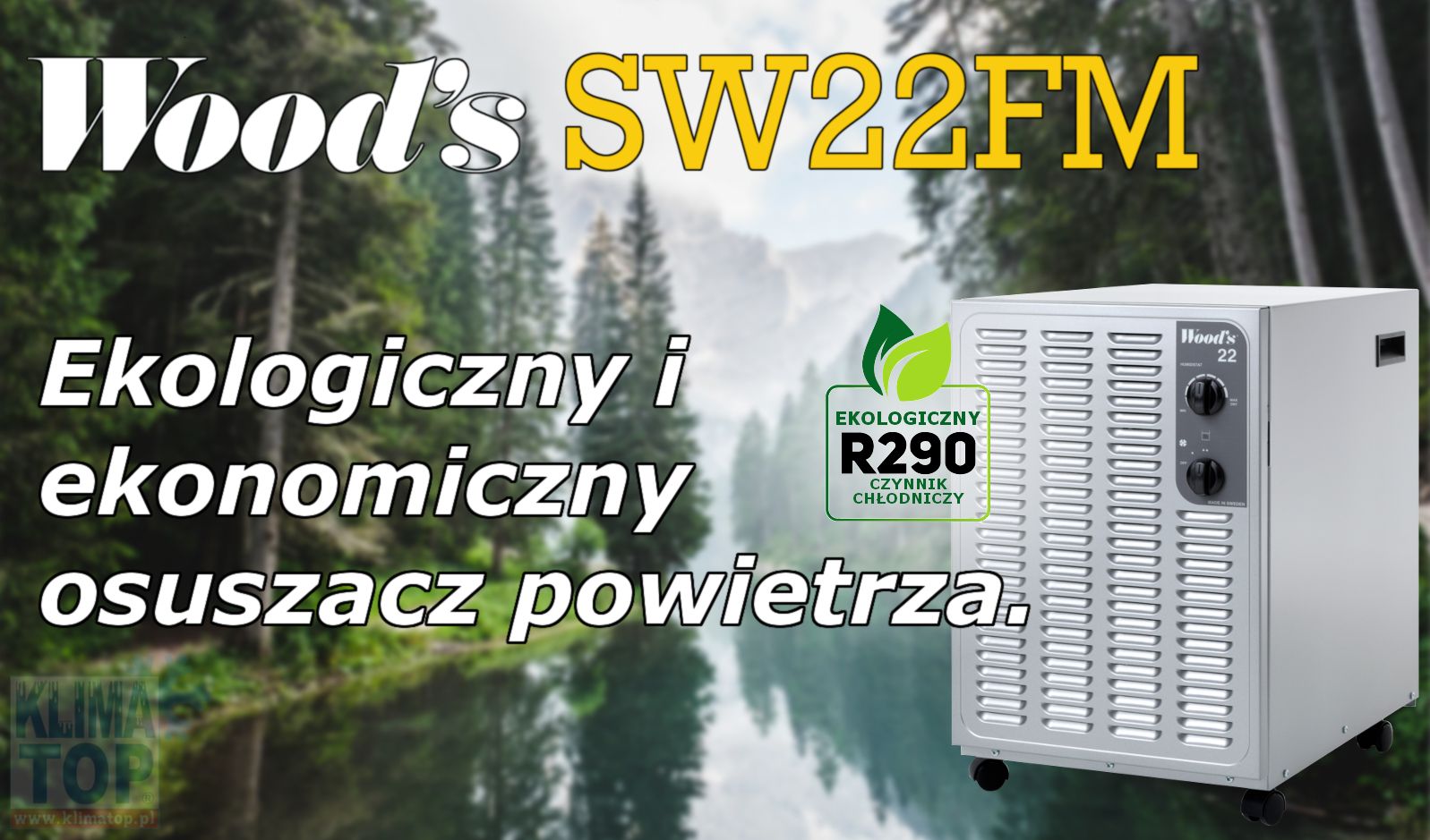 Osuszacz powietrza Woods SW 22 FM energooszczędna praca