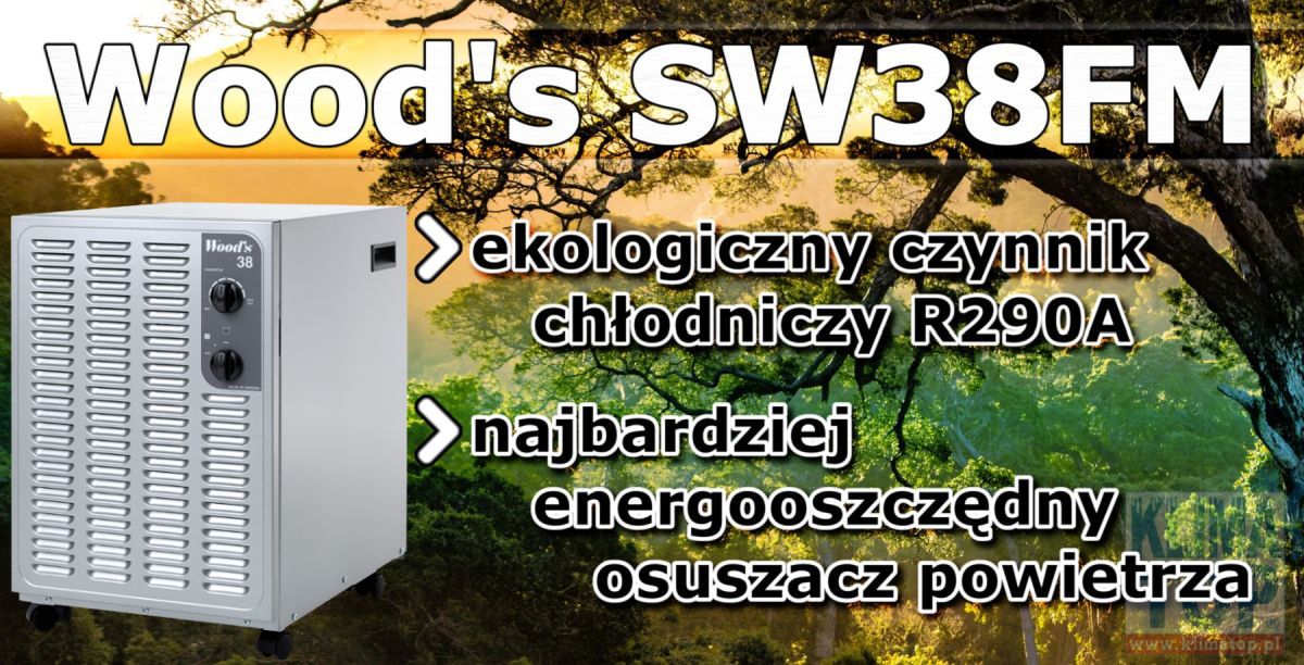 Osuszacz powietrza Woods SW 38 FM ekologiczny czynnik chłodniczy