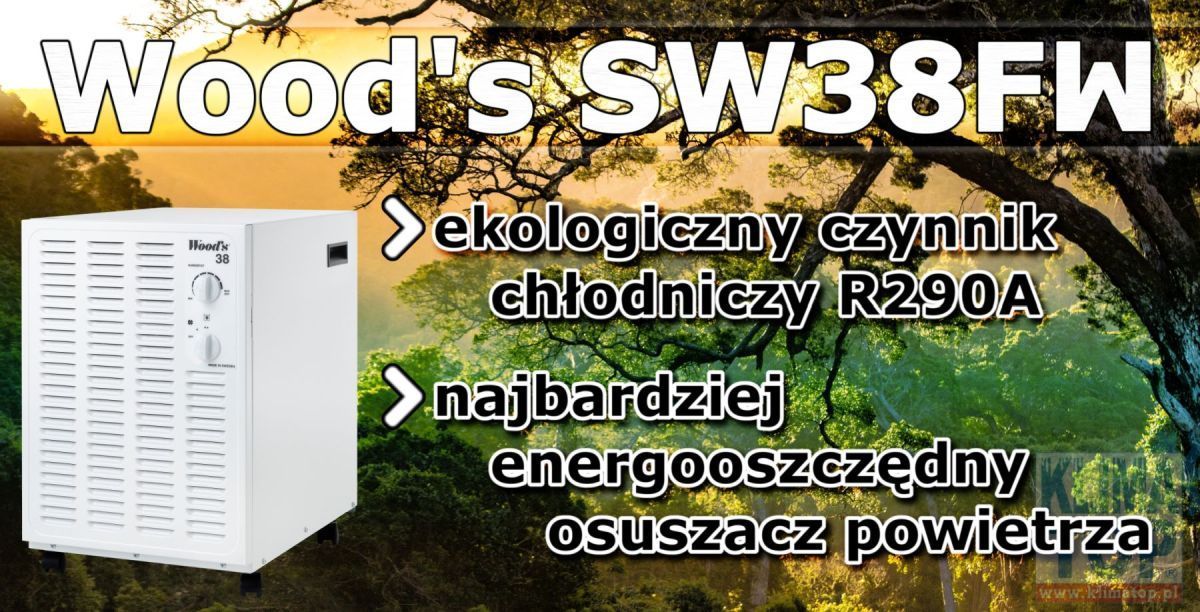 Osuszacz powietrza Woods SW 38 FW ekologiczny czynnik chłodniczy