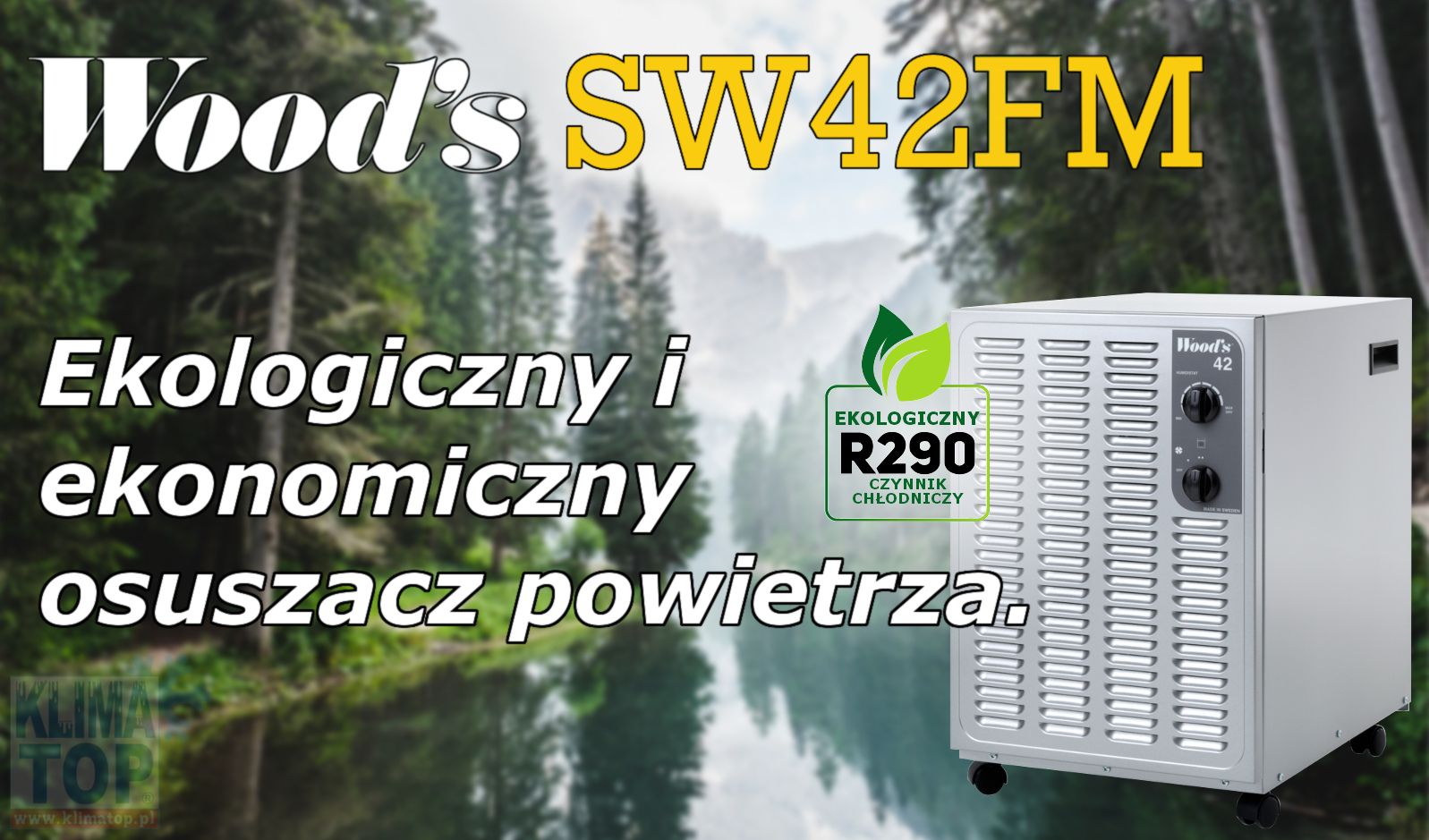 Osuszacz powietrza Woods SW 42 FM energooszczędna praca