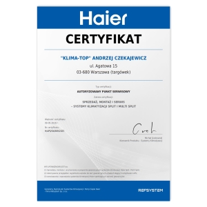 KLIMA-TOP autoryzowanym sprzedawcą klimatyzatorów Haier 2025