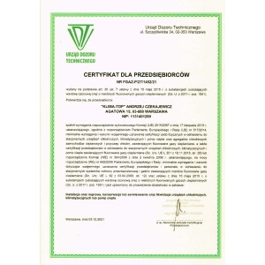 Certyfikat f-gaz dla firmy KLIMA-TOP