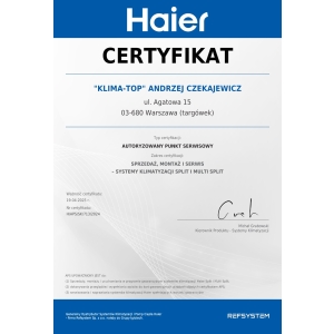 KLIMA-TOP - autoryzowany sprzedawca klimatyzatorów HAIER 2024