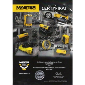 Certyfikat autoryzacji marki Master dla KLIMA-TOP 2017