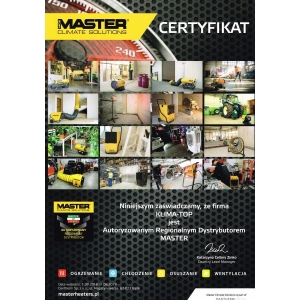 Certyfikat autoryzacji marki Master dla KLIMA-TOP 2018