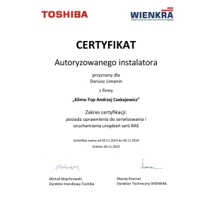 KLIMA-TOP autoryzowanym sprzedawcą klimatyzatorów Toshiba 2023