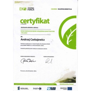 Certyfikat HVACR dla KLIMA-TOP 2015
