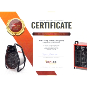 Certyfikat autoryzacji marki Inelco dla KLIMA-TOP 2017