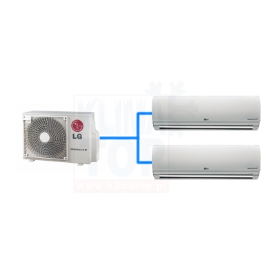 Klimatyzator ścienny multisplit LG STANDARD PLUS do pomieszczeń max 2x15m2 (2x PM05SK + MU2R15) - zdjęcie poglądowe syst