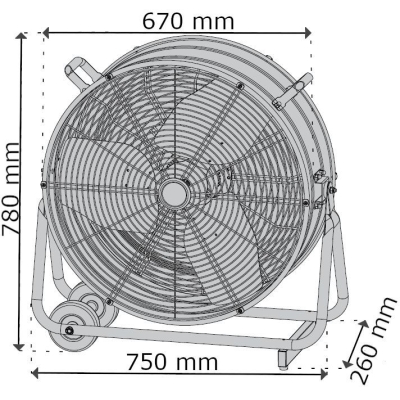 Wentylator - cyrkulator przemysłowy Daxton Fan 600CTO - wymiary