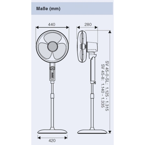 Wentylator Casa Fan GREYHOUND - wymiary