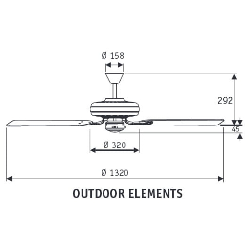 Wentylator sufitowy Hunter OUTDOOR ELEMENTS II - wymiary