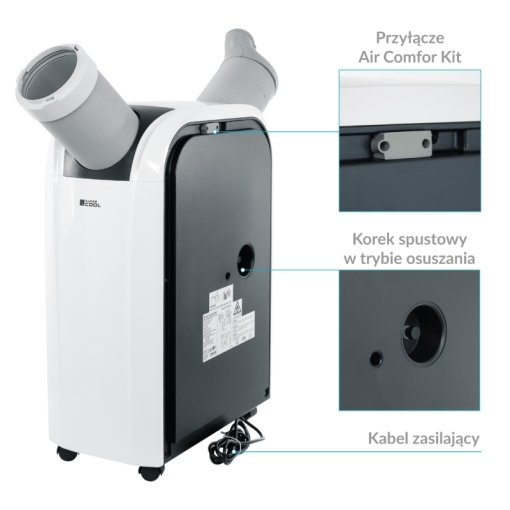 Klimatyzator przenośny Fral SUPER COOL FSC16.2SC Wi-Fi kombinacja podłączeńKlimatyzator przenośny Fral SUPER COOL FSC16.2SC Wi-Fi  - zalety