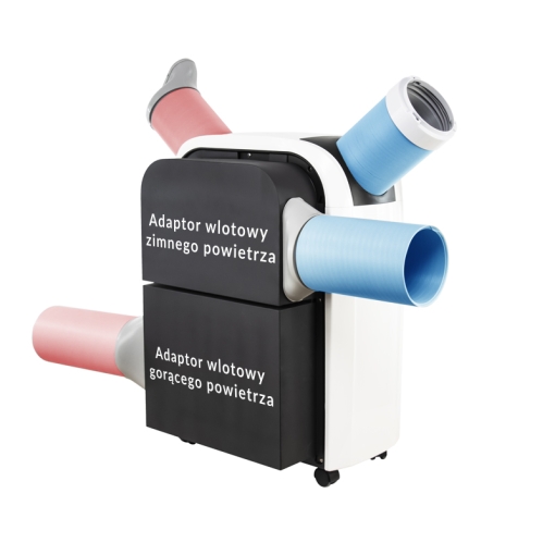 Klimatyzator przenośny Fral SUPER COOL FSC16.2SC Wi-Fi kombinacja podłączeńKlimatyzator przenośny Fral SUPER COOL FSC16.2SC Wi-Fi z dwoma, opcjonalnymi przystawkami plenum