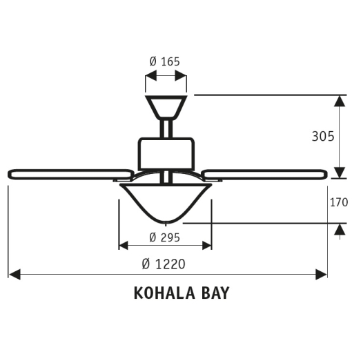 Wentylator sufitowy Hunter KOHALA BAY - wymiary