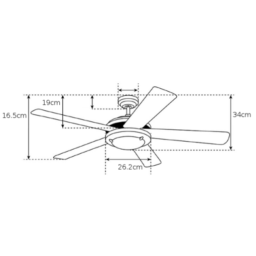 Wentylator sufitowy WESTINGHOUSE CONTEMPRA TRIO - wymiary