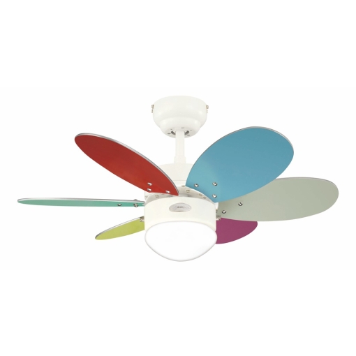 Wentylator sufitowy Westinghouse TURBO II 4 w 1 - jedna z opcji montażu łopatek (kolorowe)