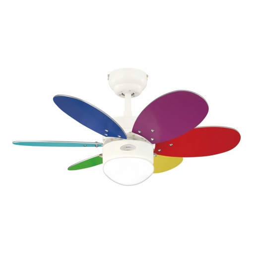 Wentylator sufitowy Westinghouse TURBO II 4 w 1 - jedna z opcji montażu łopatek (kolorowe)