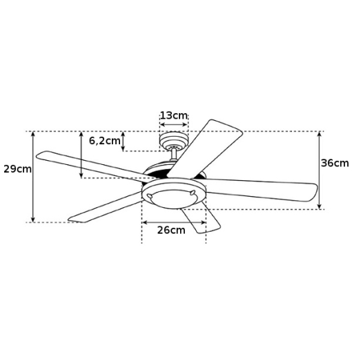 Wentylator sufitowy Westinghouse BENDAN LED & PATTERN BIAŁY - wymiary