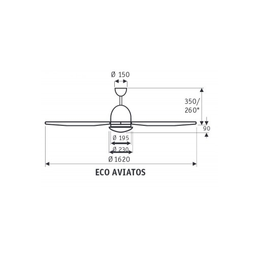 Wentylator sufitowy Casa Fan ECO AVIATOS - wymiary