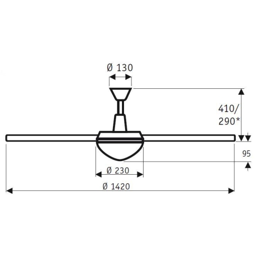 Wentylator sufitowy Casa Fan MIRAGE - wymiary