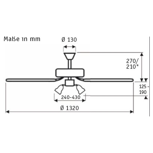Wentylator sufitowy Casa Fan BLACK MAGIC - wymiary
