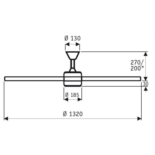 Wentylator sufitowy Casa Fan NIGHTFLIGHT biały - wymiary