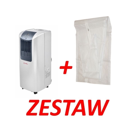 W skład zestawu wchodzi klimatyzator przenośny Torell SKYLED FGA27 i uszczelka okienna