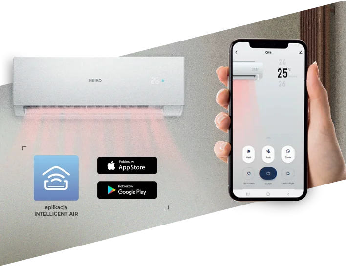 Klimatyzator ścienny Heiko Rosa White JS025-RW - sterowanie Wi-Fi