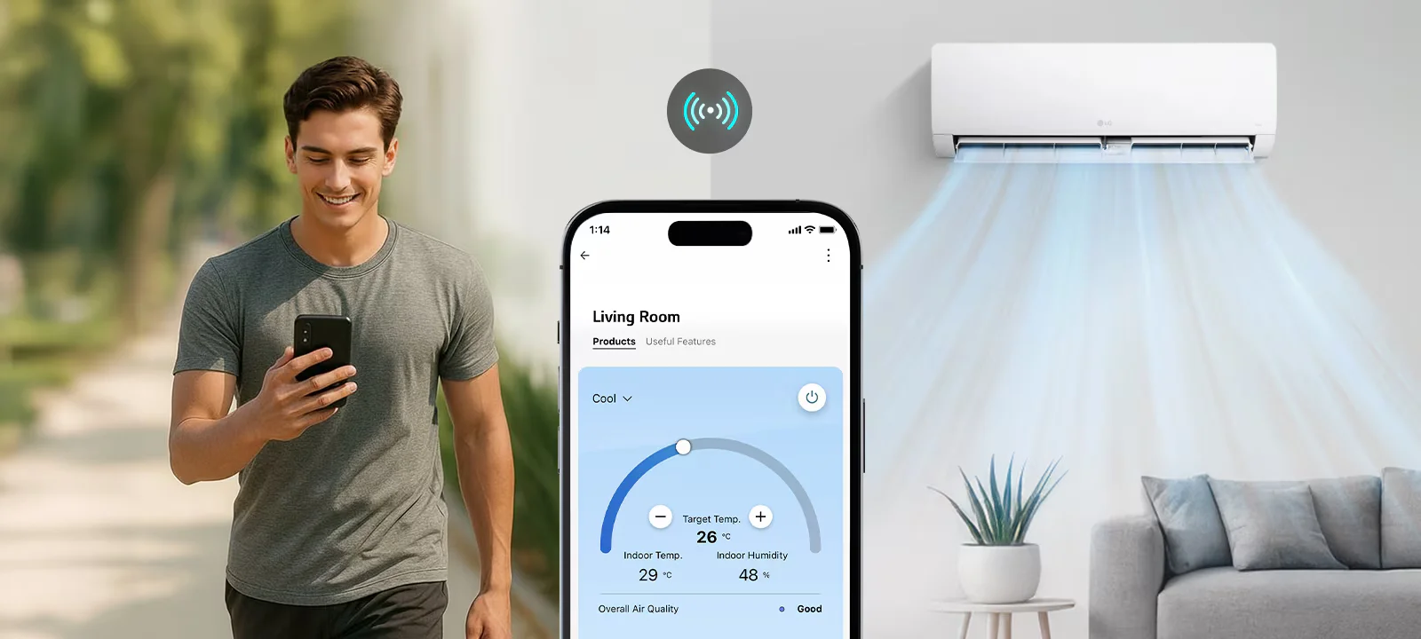 Klimatyzator ścienny LG Dualcool WZ18AWN - sterowanie Wi-Fi