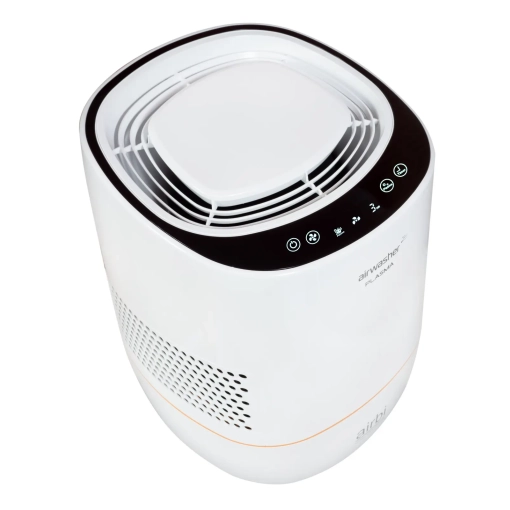 Nawilżacz ewaporacyjny z oczyszczaczem powietrza Airbi PRIME - lewy bok urządzenia pod kątem