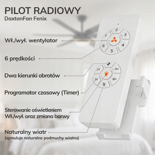 Wentylator sufitowy Daxton Fan FENIX czarny z pilotem - pilot radiowy