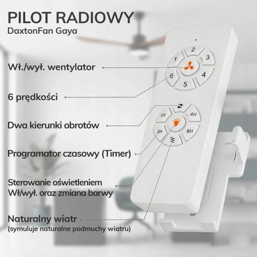 Wentylator sufitowy Daxton Fan GAYA ciemne drewno z pilotem - pilot