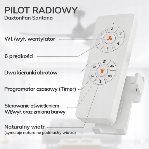 Wentylator sufitowy Daxton Fan SANTANA brąz z pilotem - schemat pilota radiowego