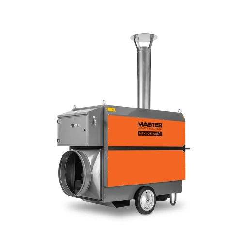 Nagrzewnica olejowa Heylo K 120 Info Air - lewa strona z kominkiem