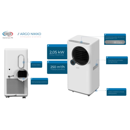 Klimatyzator przenośny Argo NIKKO - zalety