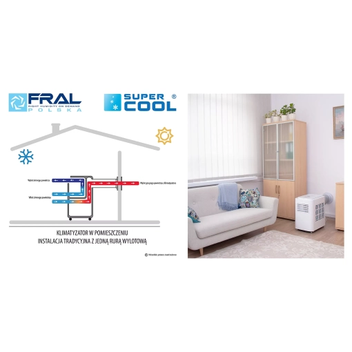 Klimatyzator przenośny Fral SUPER COOL FSC09C - system jednorurowy, urządzenie wewnątrz