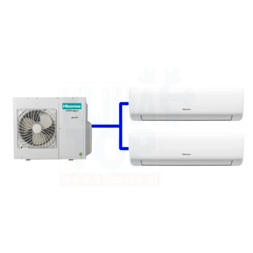Klimatyzator ścienny multisplit Hisense WINGS do pomieszczeń max 2x25m2 (2x KB25YR4B+ 2AMW52U4RXC) z montażem