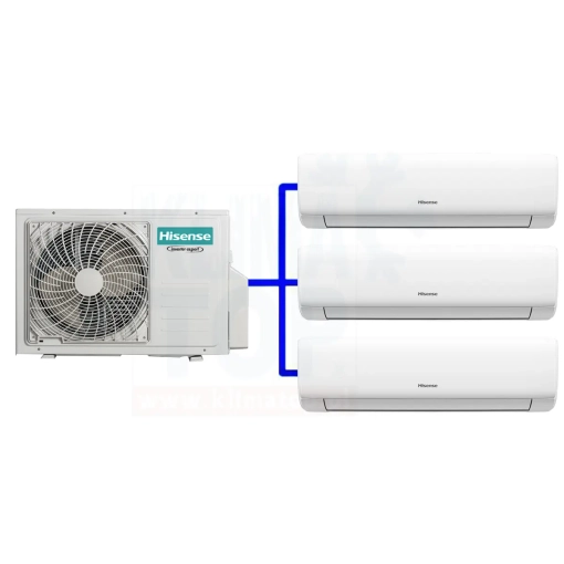 Klimatyzator ścienny multisplit Hisense WINGS do pomieszczeń max 2x 25m2 x 35m2 (2x KB25YR4B + KB35MR0B + 3AMW72U4RJC) z