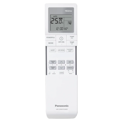 Klimatyzator ścienny Panasonic KIT-TZ50-ZKE TZ biały - otworzony pilot zdalnego sterowania w kolorze białym