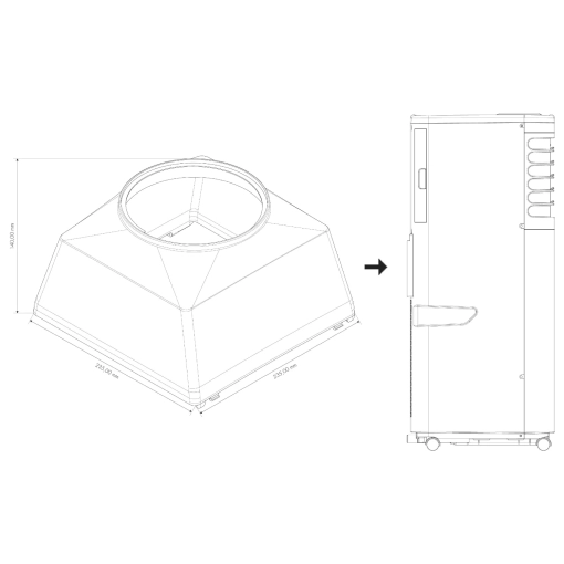 Plenum adaptor wlotowy powietrza do klimatyzatora FRAL FSC08 - schemat budowy