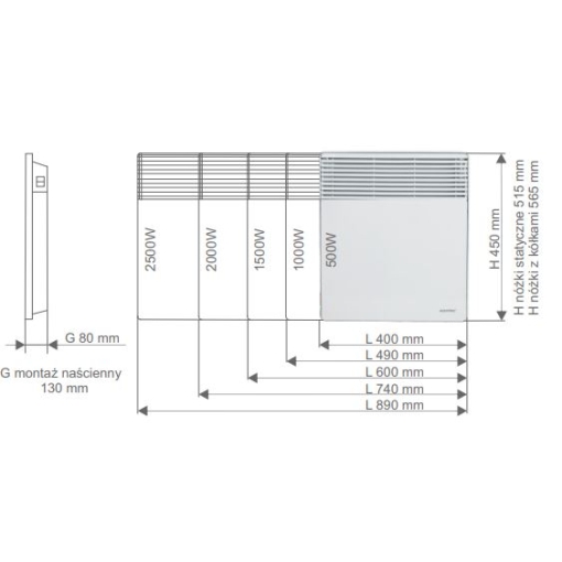 Elektryczny grzejnik konwektorowy Warmtec EWX 1000W