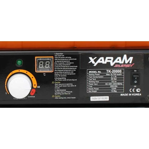 Nagrzewnica olejowa Xaram ENERGY TK-20000 22 kW - etykieta specyfikacji