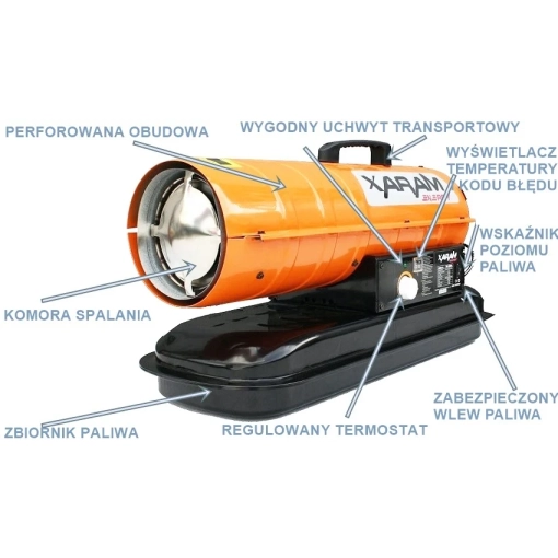 Nagrzewnica olejowa Xaram ENERGY TK-20000 22 kW - budowa urządzenia