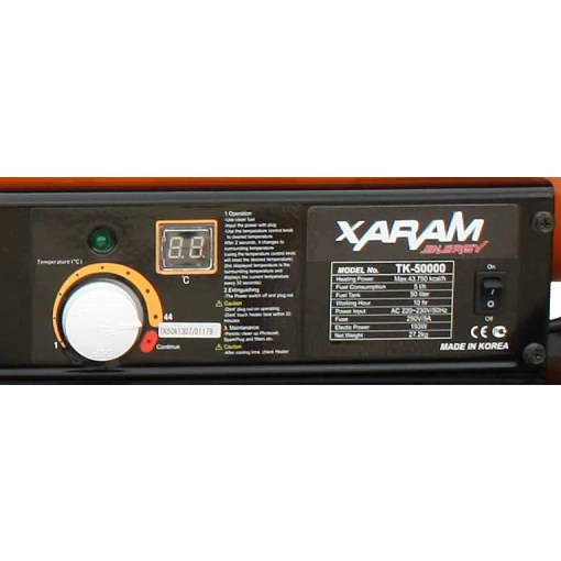 Nagrzewnica olejowa Xaram ENERGY TK-50000 51 kW - tabliczka znamionowa
