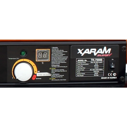 Nagrzewnica olejowa Xaram ENERGY TK-70000 61 kW - tabliczka znamionowa