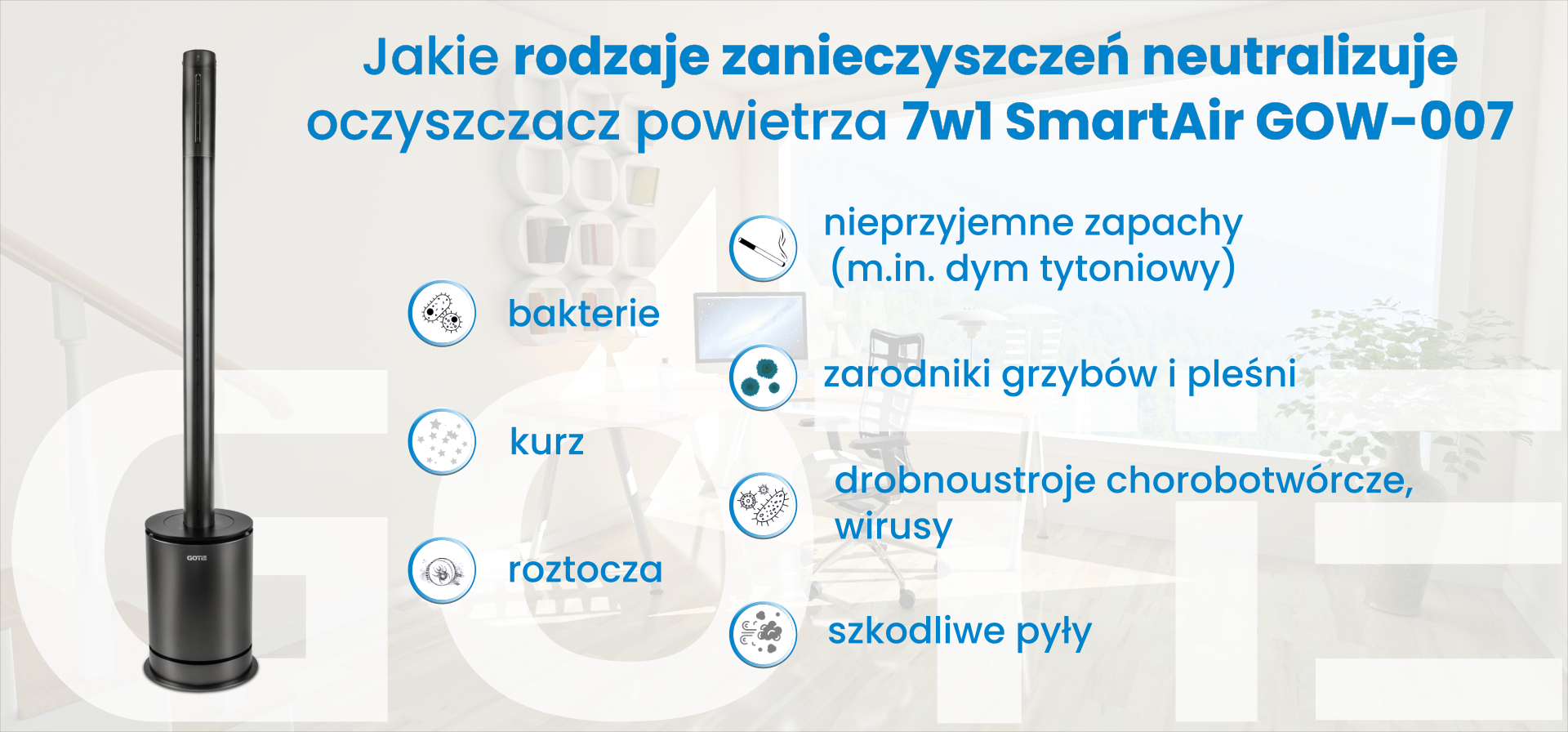 Oczyszczacz powietrza kolumnowy GOTIE GOW-007