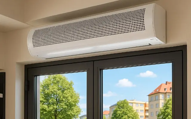 Kurtyna powietrzna zamontowana nad drzwiami